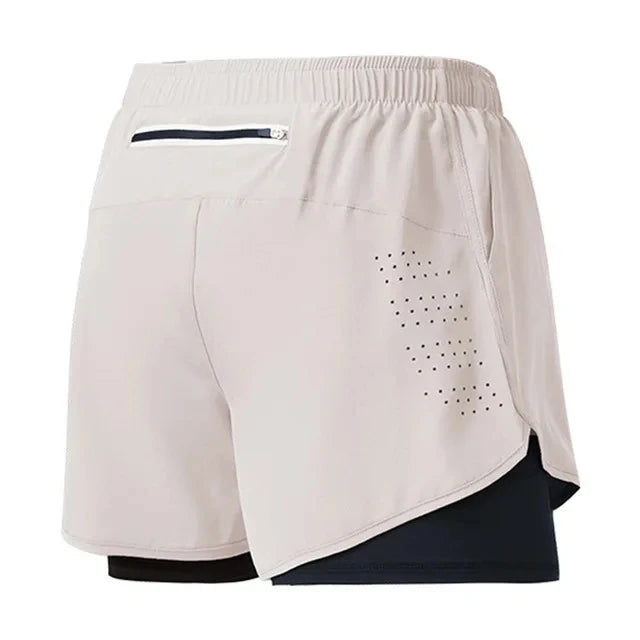 Short Fitness Homme Double Couche - Séchage Rapide Running Sport Noir - Camp de Base Farzen