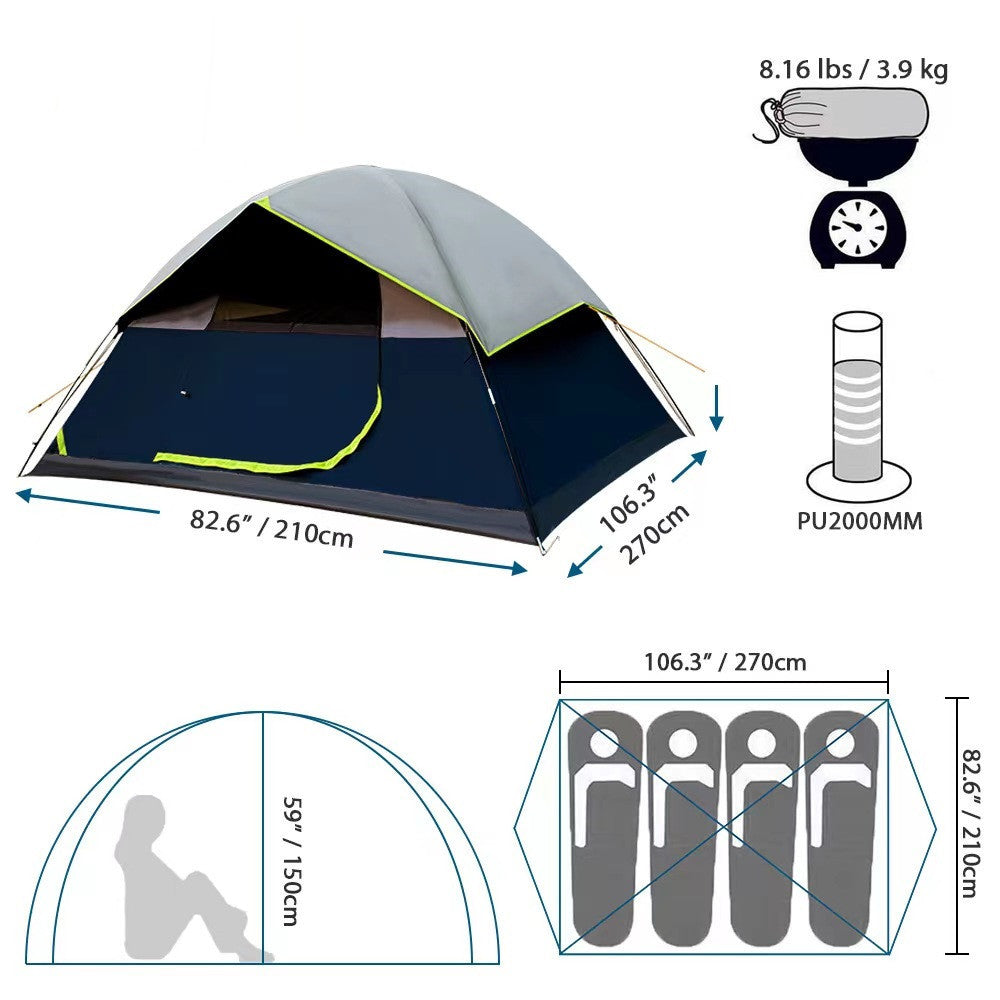 Tente Camping 4 Personnes - Darkroom Anti-Lumière Famille - Camp de Base Farzen