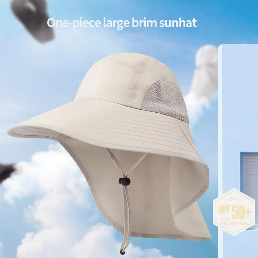 Chapeau Large Bord Rabat Nuque Anti-UV - Ajustable Polyester Outdoor - Camp de Base Farzen