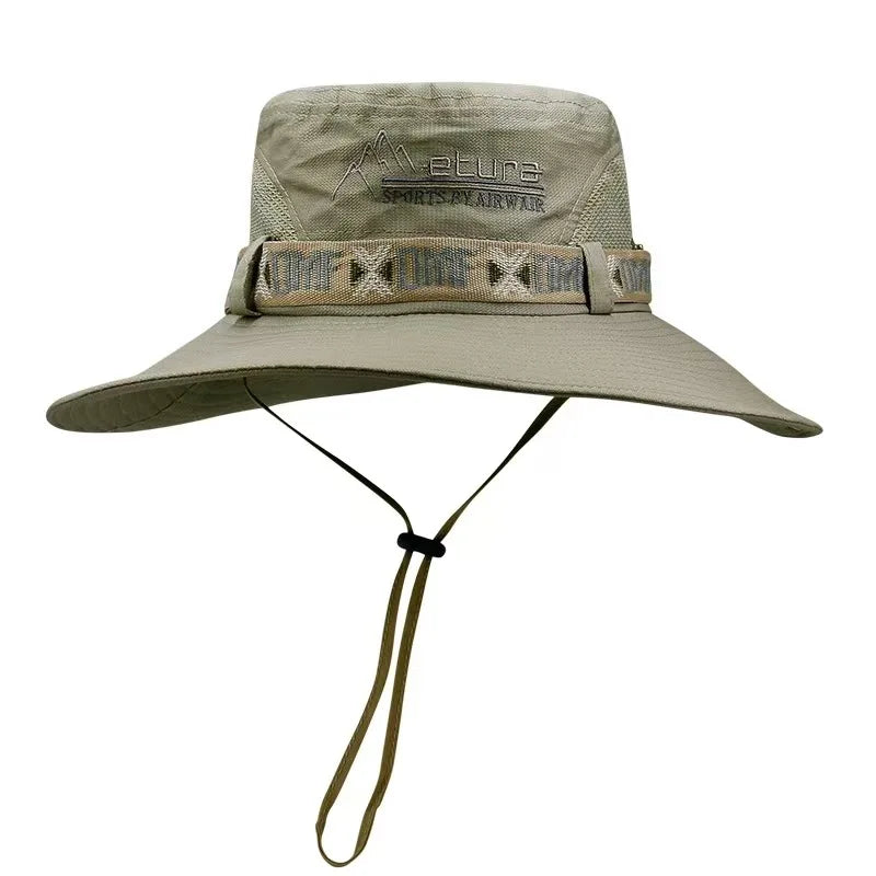 Chapeau Bob Été Homme Protection UV - Panama Safari Polyester Large Bord - Camp de Base Farzen