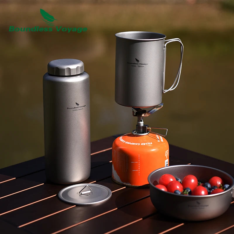 Gourde Titane 1050ml Grande Capacité - Anti-Fuite Expédition Longue Durée - Camp de Base Farzen