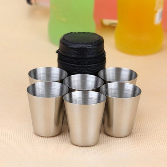 Set 6 Tasses Acier Inoxydable avec Housse Camping - Camp de Base Farzen