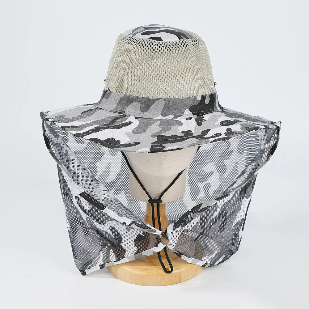 Chapeau Pêche Maille Respirante - Large Bord Nylon Anti-UV Pliable - Camp de Base Farzen