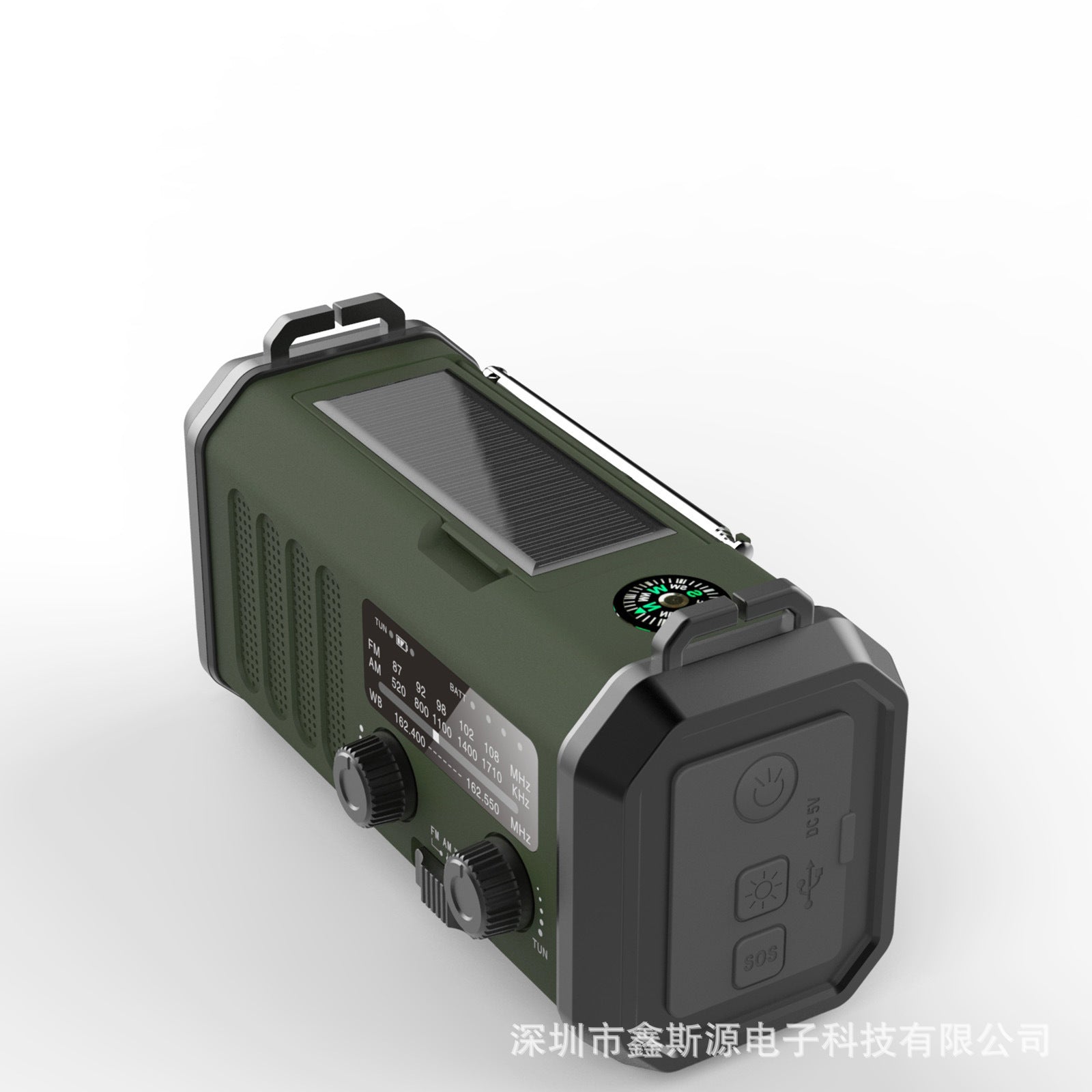 Radio d'Urgence Dynamo Solaire 3-en-1 | Lampe Torche & Boussole - Camp de Base Farzen