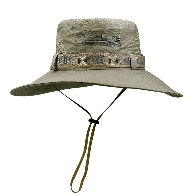 Chapeau Bob Été Homme Protection UV - Panama Safari Polyester Large Bord - Camp de Base Farzen
