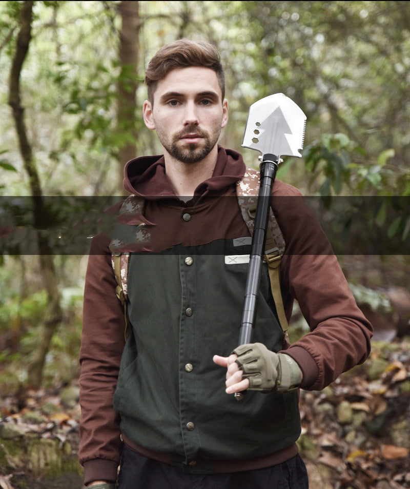 Pelle Multifonction Camping Aluminium 6063 - Kit Ingénieur Pliable 2,12kg - Camp de Base Farzen