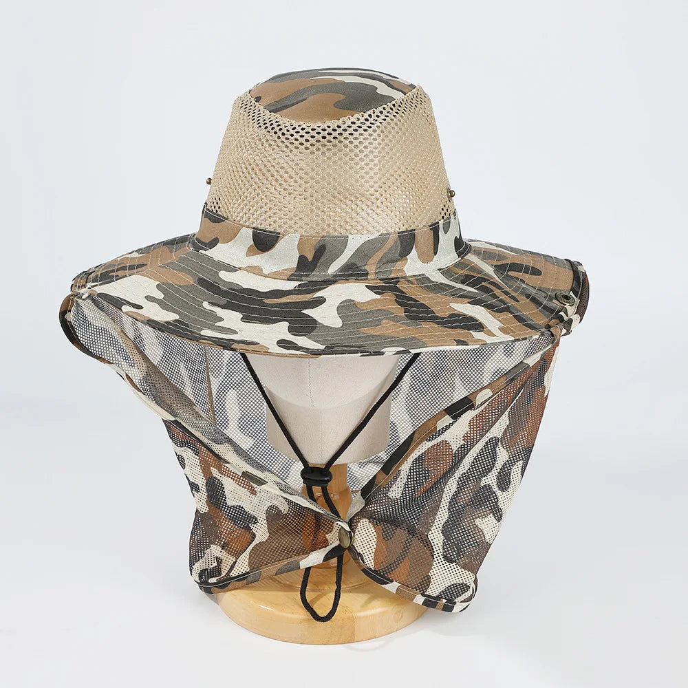 Chapeau Pêche Maille Respirante - Large Bord Nylon Anti-UV Pliable - Camp de Base Farzen