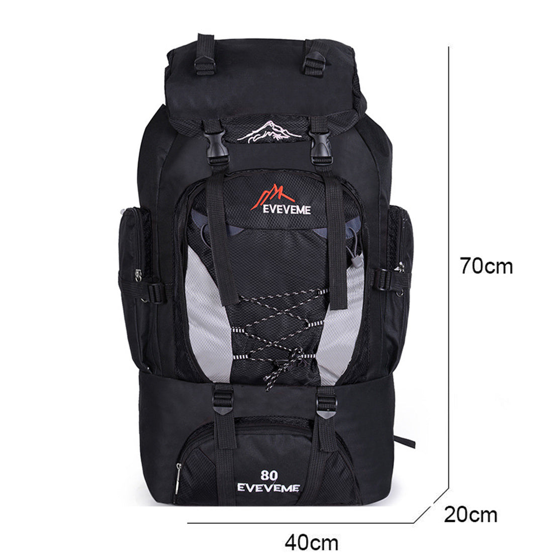 Sac à dos de randonnée extra large 80 L, imperméable, noir - Camp de Base Farzen