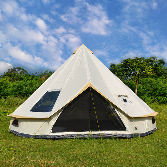 Tente Yourte Pyramidale 8+ Personnes - Cheminée Oxford 210D 4-5m - Camp de Base Farzen