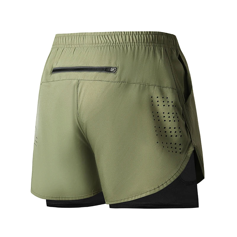 Short Fitness Homme Double Couche - Séchage Rapide Running Sport Noir - Camp de Base Farzen