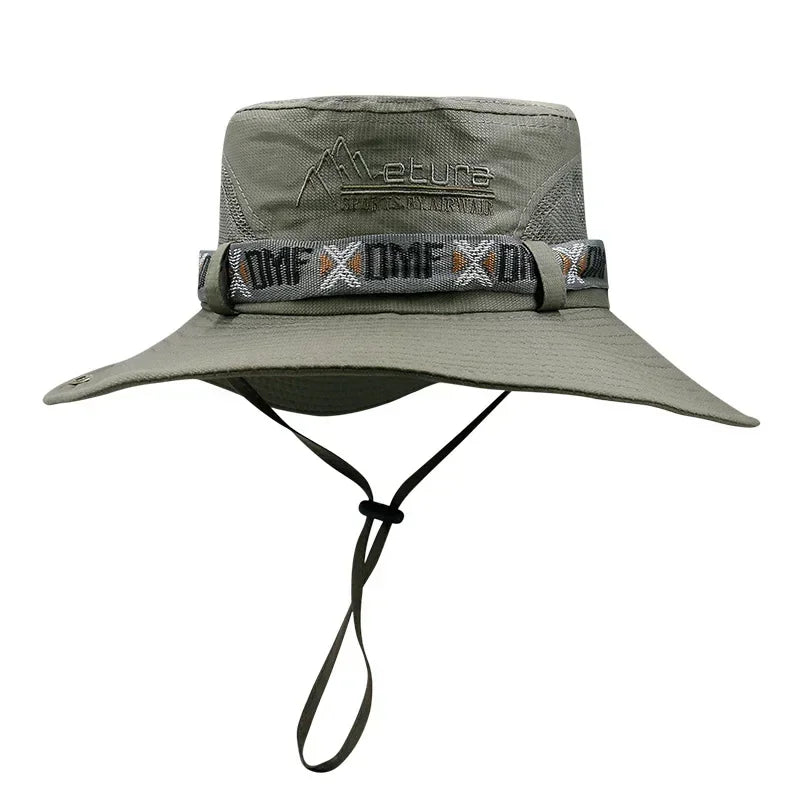 Chapeau Bob Été Homme Protection UV - Panama Safari Polyester Large Bord - Camp de Base Farzen
