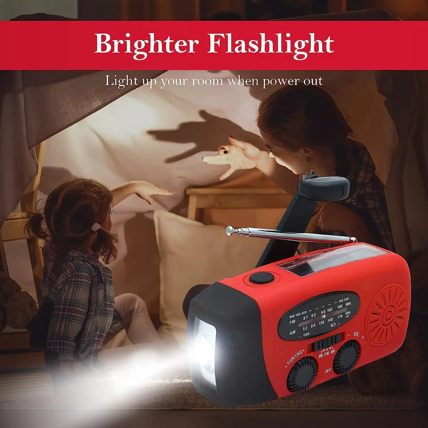 Lampe Camping Solaire Radio AM/FM - 2000mAh USB LED Multifonction - Camp de Base Farzen